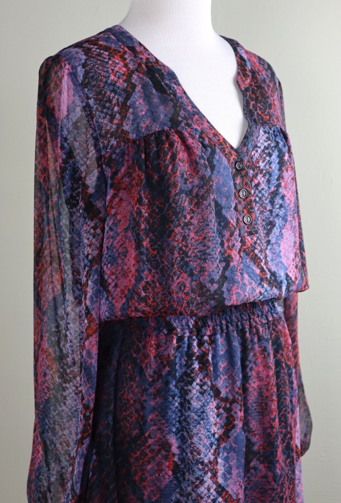 PARKER $298 Snake Python Print Lined 100% Silk Fl… - image 3