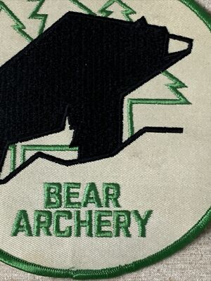 Patch Brodé Vintage Bear Archery Ours Tir à L'arc - 7 Pouces, Rond, Extra-large, Neuf Ancien Stock
