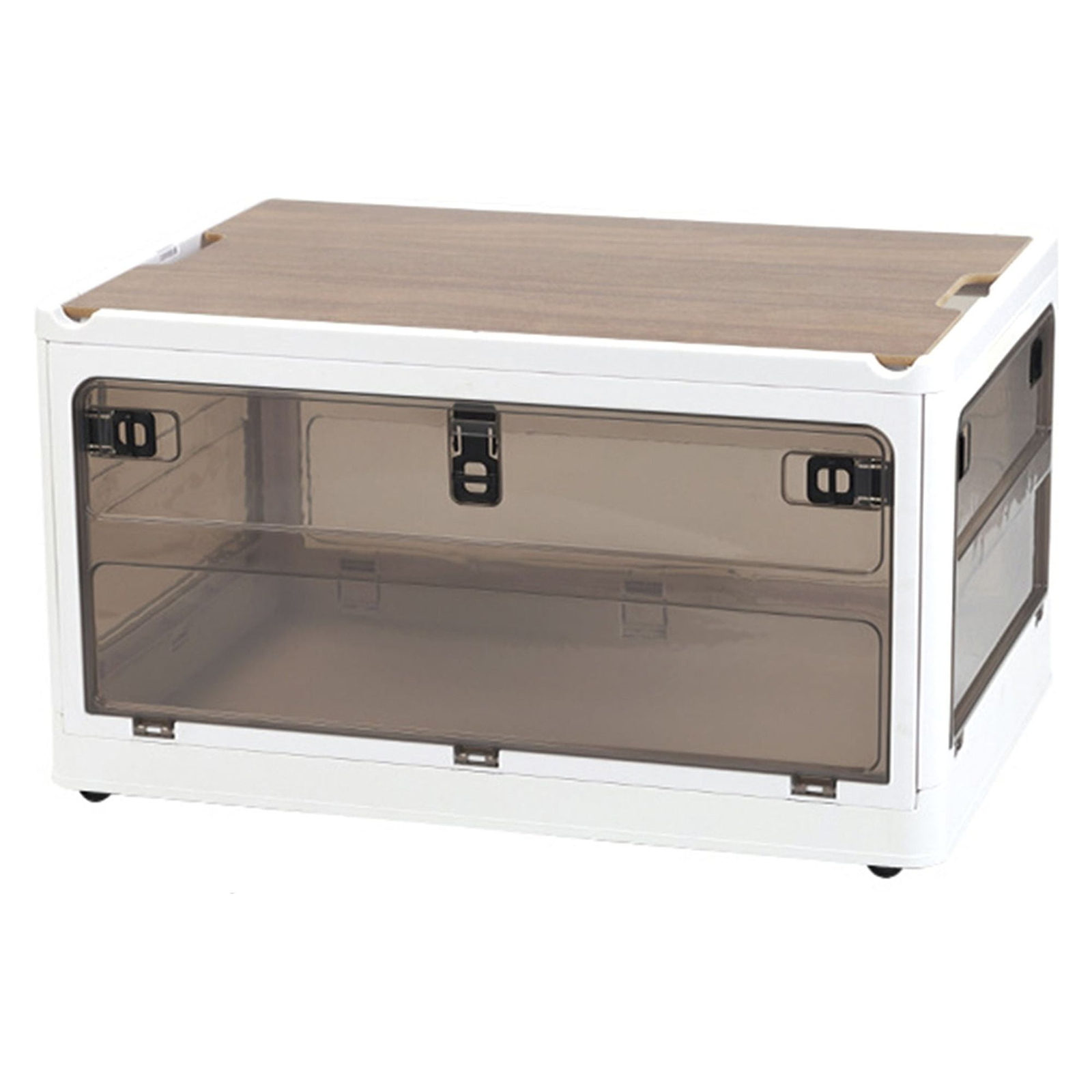 42L White Collapsible Stackable Storage Bin with Lid for Space-Saving Organization