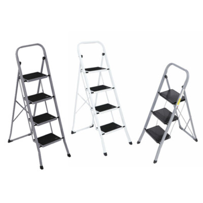 3 Steps/4 Steps Ladder Folding Steel Step Stool Anti-slip 300Lbs Sturdy to Use
