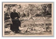 Grandmother & Crying Boy in Playpen - Child - Old Photo 1930s