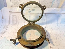 Vintage Bronze Round Porthole Window 5-3/4" Opening, 8-1/4" Overall