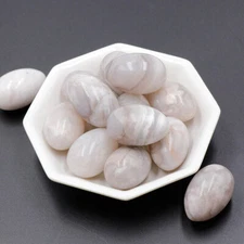 Natural Quartz Crystal Egg Gemstone Healing Exercise Palm Worry Reiki Stones