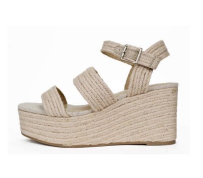 NEW Beige Jute Platform Wedge Sandals pick 10