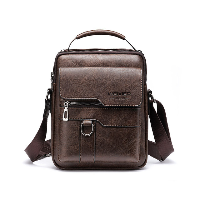 WEIXIER Men Crossbody Bag Shoulder Bag PU Leather Messenger 