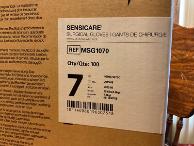MEDLINE SENSICARE SURGICAL GLOVES (1) FULL CASE, (100) PAIR SIZE 7 W/ALOE VERA