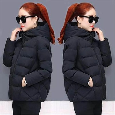 New Black Puffer Coats Winter Hooded Cotton Coat Loose Jackets Women Short Down