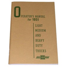 1951 Chevrolet Truck Owners Manual For Glove Box