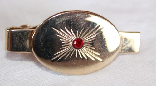 Vintage Swank Tie Clip/Bar With Red Stone - Picture 2 of 5