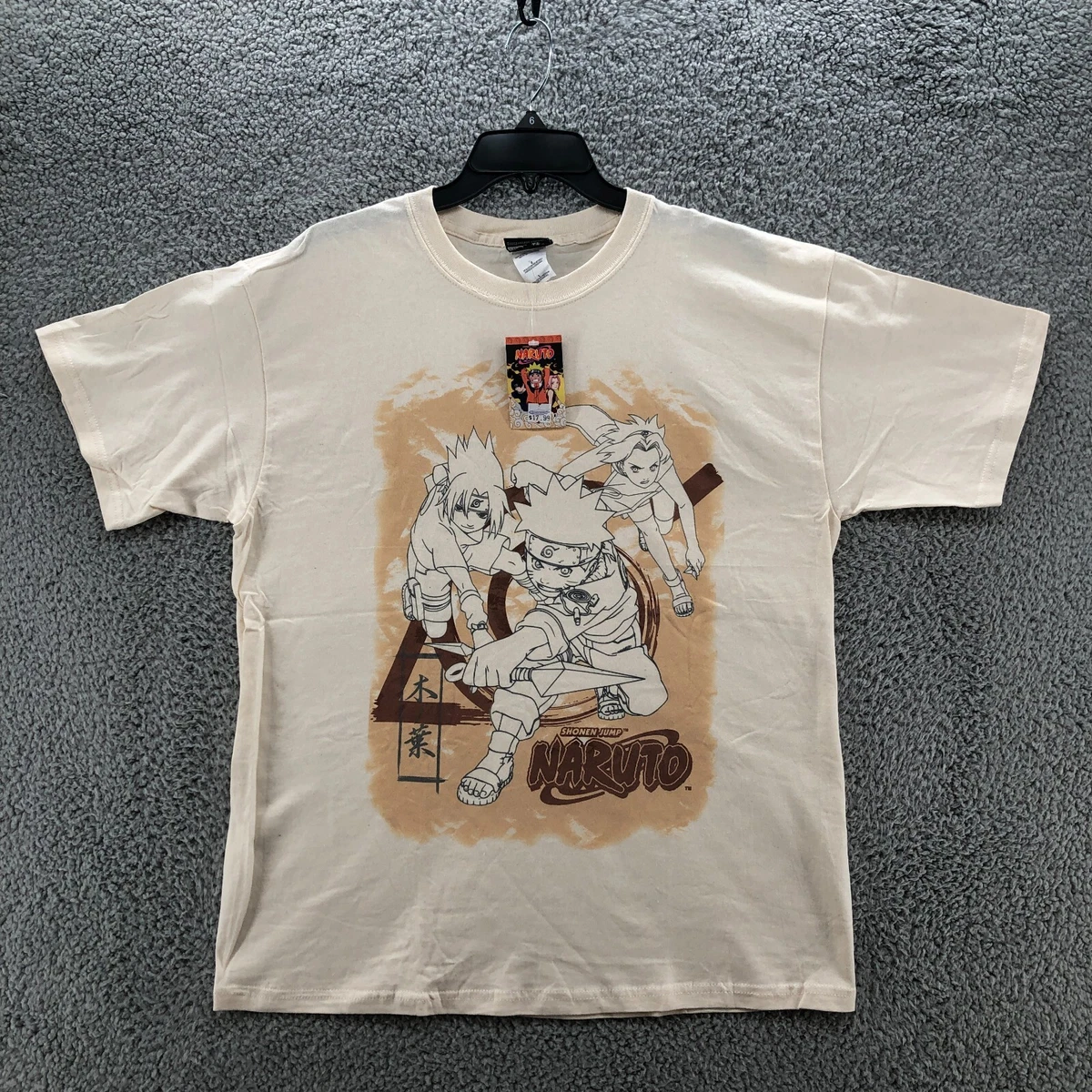 Vintage Naruto Shirt Mens Large Shonen Jump Beige Anime 2000s Deadstock Tee