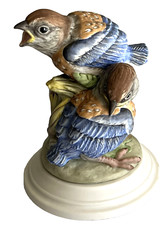 Boehm Fledgling Western Bluebirds Figurine Multi color Porcelain Made In USA