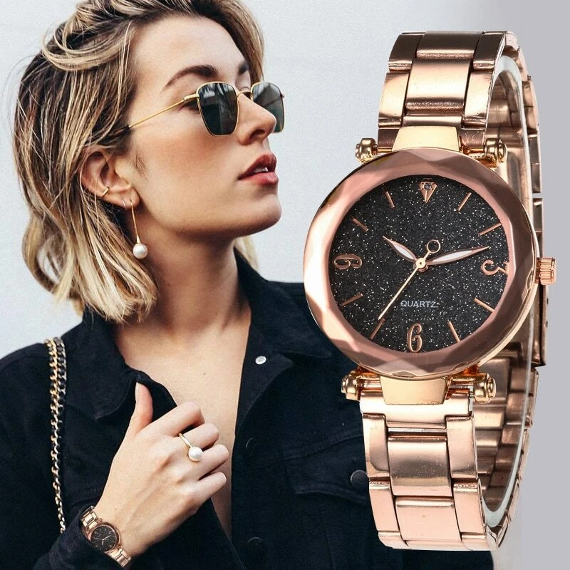 Reloj De Oro Mujeres De Pulsera De Lujo Moda Elegante | eBay