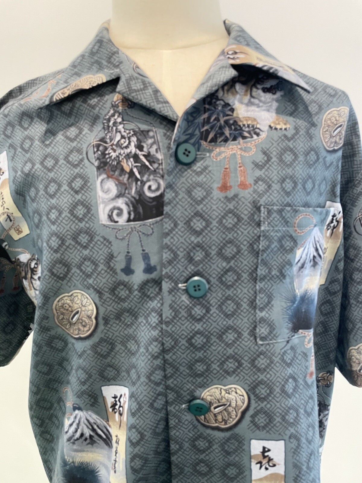 Vintage Japonés Kimono Versión Aloha Camisas Hecho a Mano Por Profesional Hombre