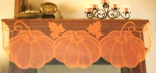 Fireplace Mantle Shelf Lace Cover Runner Scarf Orange Fall Autumn Pumpkins 60x22