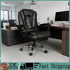 Executive Office Chair PU leather Padded Recline Computer PC Swivel Desk Chair