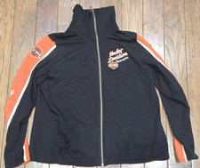 Harley Davidson Ladies Orange & Black 1W High Neck Zip-up w/ Sleeve Details