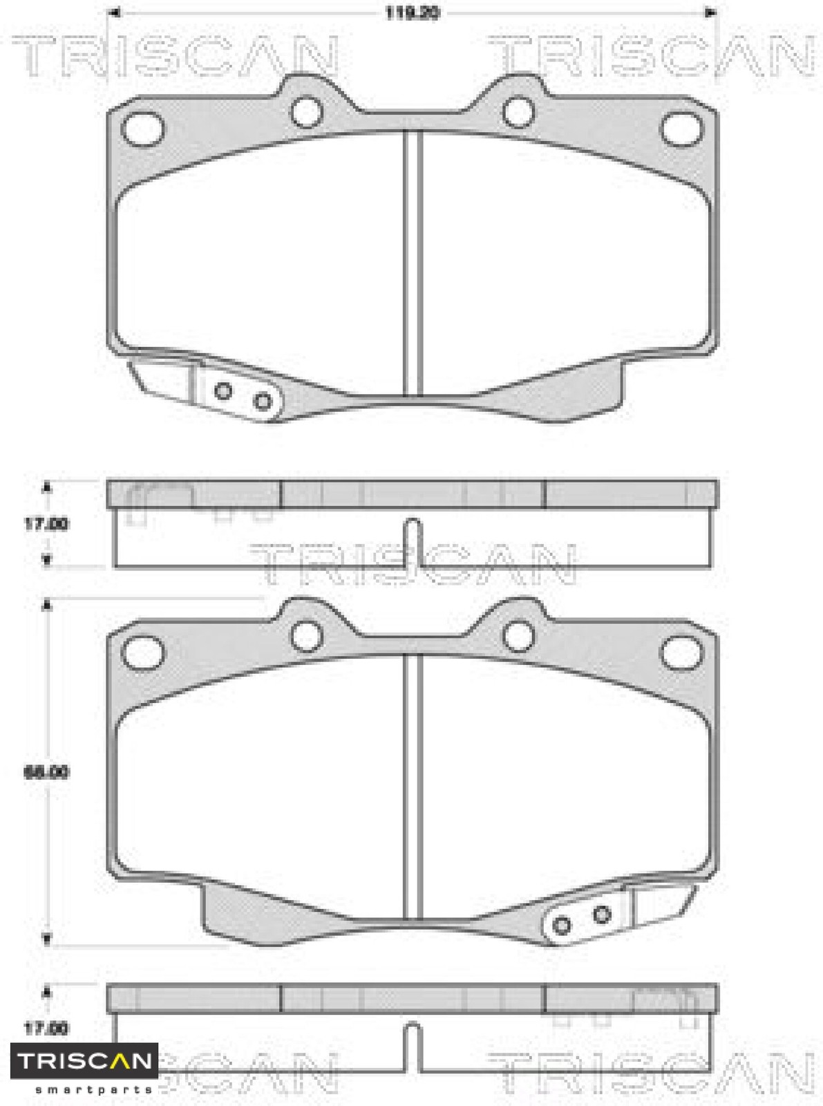 Bremsbelagsatz Scheiben 17 mm TRISCAN IAM-Expertise für TOYOTA HILUX - Bild 4