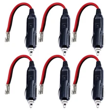 [6PACK] 12V Cigarette Lighter Male Plug with Lead - 12V 15Amp Fused Cigarette...