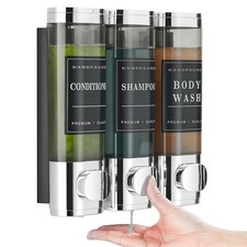 Shampoo and Conditioner Dispenser Shower Soap Dispensers 3 Chamber No Drill