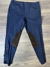 Ralph Lauren Sport Jodhpurs Equestrian Riding Pants Dark Navy Leather Size 12