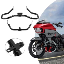 Glossy Black Steel Engine Guard Crash Bar For Harley Road Glide FLTRX 2015-2023