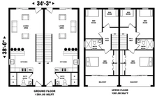 Custom Modern Duplex Two Story House Plans: 6 Bedrooms & 4 Bathrooms with CAD