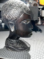 Vintage African Head Carved Wood Bust Sculpture Cameroon 6 Inch Antique Tribal