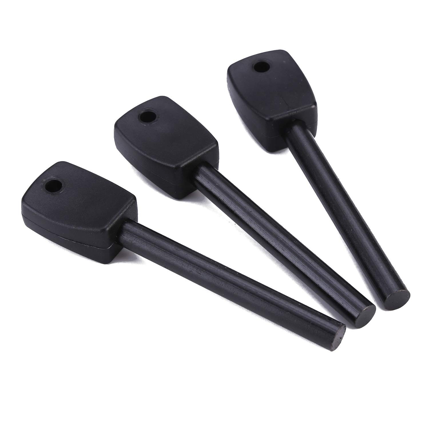 3 PCS Tactical Ferro (Ferrocerium) Rods, Bushcraft Flint Fire Starter with Ea...