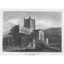 GREAT MALVERN Church Worcestershire - Antique Print 1808