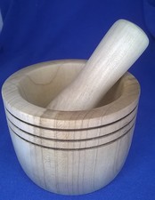 New Mortar Pestle Woodturned Lathe Wood Kitch...
