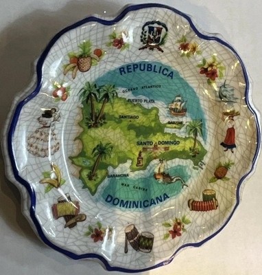 Dominican Republic Map Souvenir Decorative Plate, Caribbean Islands