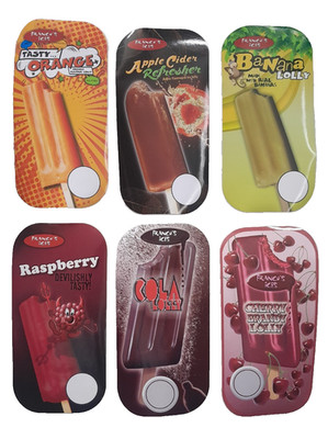 SET 6x FRANCO'S ICES RASPBERRY APPLE CIDER COLA LOLLY EISWAGEN AUFKLEBER NOS
