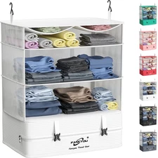 Suitcase Organizer Hanging Packing Cubes Portable Closet Shelves Compressive ...