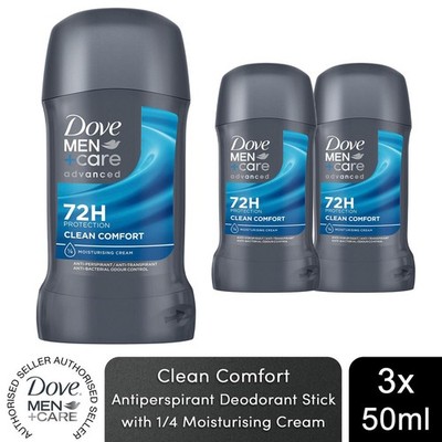 Dove Men+Care Advanced Anti-Transpirant Deodorant Stick Clean Comfort 50ml, 3 Stück