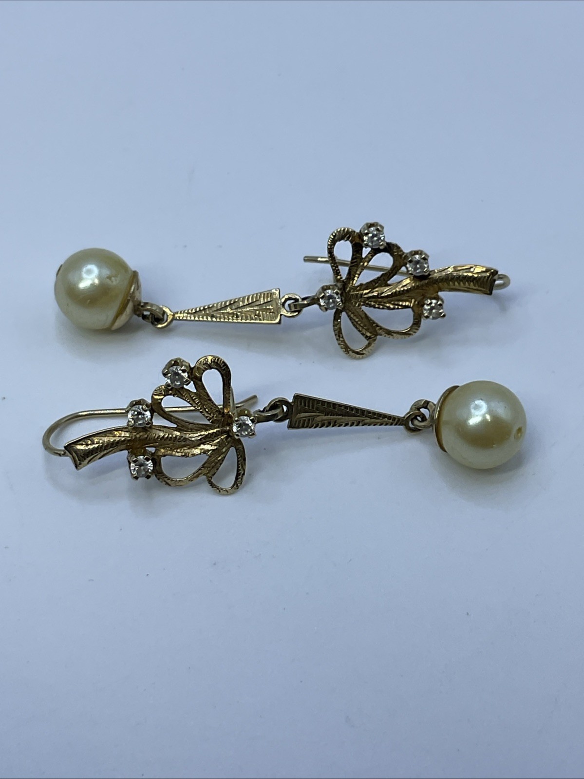 DANGLE DROP Earrings Solid Diamond Cut 10K Yellow… - image 10