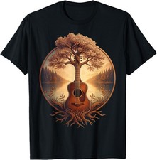Acoustic Guitar Tree Lake Guitarist Country Music Funny T-Shirt