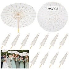 Paper Umbrellas 33 Inch White 100 Pack Decorative Chinese Japanese Parasol Led