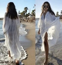 ZARA WHITE POLKA DOT TULLE SHIRT DRESS/BEACH COVER UP  SIZE 12-14(L) 