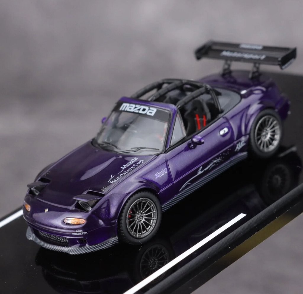 Liomio 1:64 HEC Purple MX5 Miata Roadster Touring Model Diecast