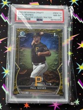 2023 BOWMAN DRAFT CHROME-YELLOW LNR-CRA #BDC14 PAUL SKENES ROOKIE RC 69/75 PSA 8