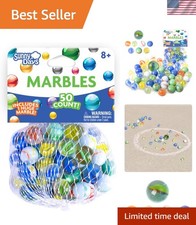 Traditional 50-Piece Marble Set - Colorful Glass for Fun  Imaginative Play