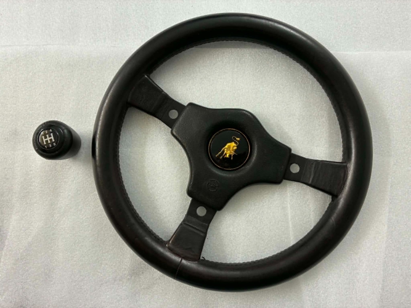 Original Lamborghini Countach steering wheel and gear knob
