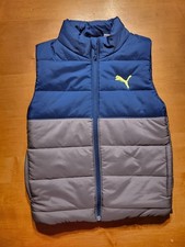 Puma Toddler Kids Size XS 5/6 Sleeveless Gray Blue Green Puffer Vest Jacket