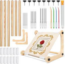 Adjustable Cross Stitch Stand, Wooden Embroidery Hoop Holder, Easy to Carry and