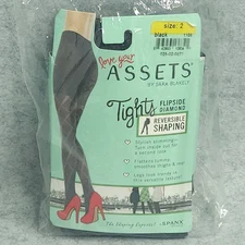 Assets SPANX Size 2 Tights Shaping Reversible Diamond Black NEW