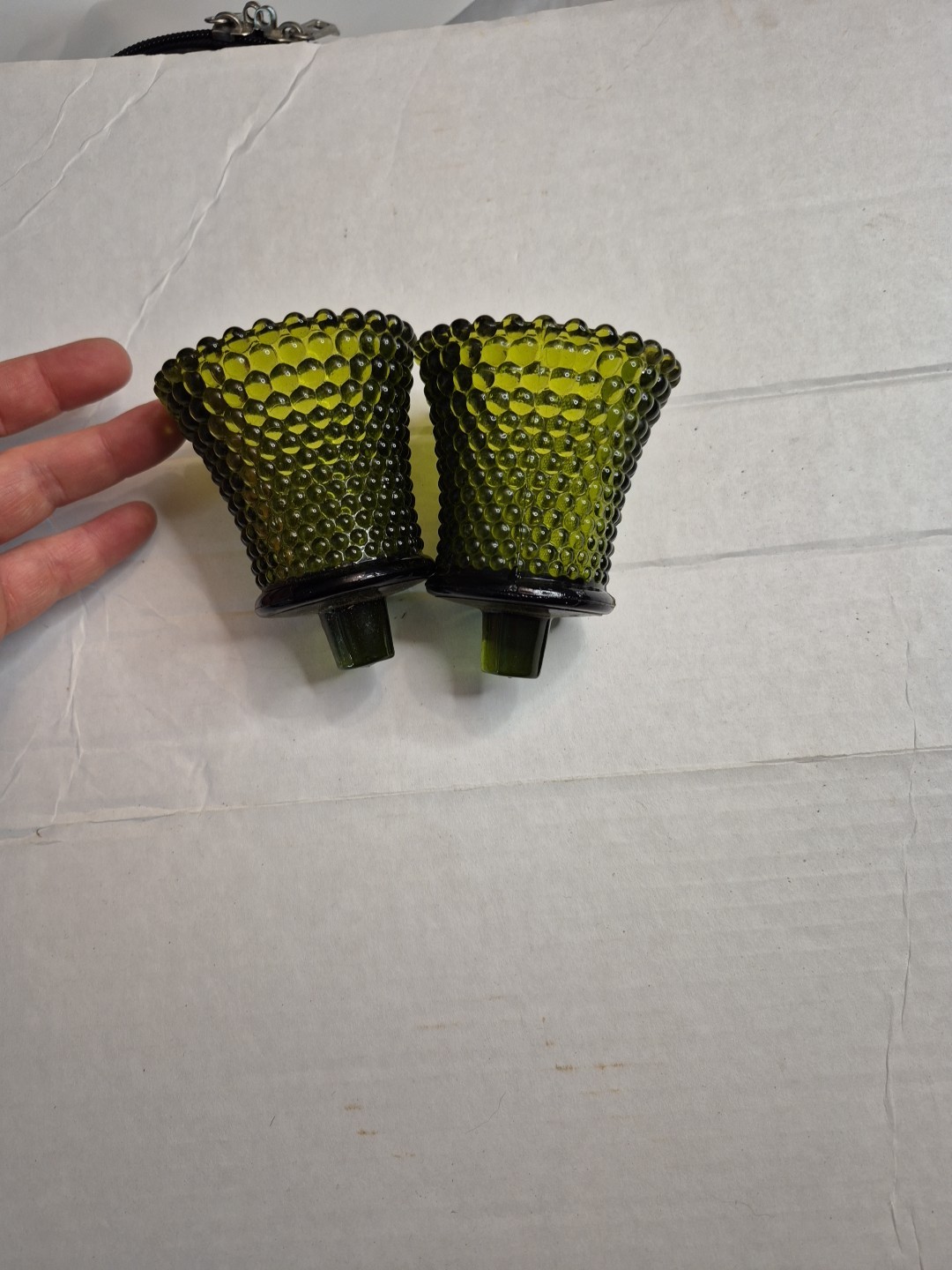 Vintage Pair Homeco Ave Syroco Green Hobnail Sconce Candle Votive Holder