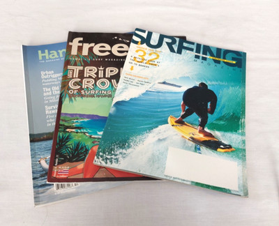 Lot 3 SURFING MAGAZINES  2014 Jan, Free Surf Vol. 10 #11, Hana Hou Jan 2014