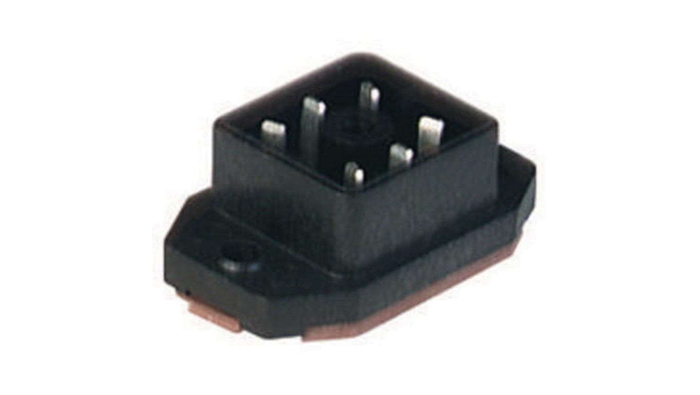 Male panel power connector, back mount PCB with flange 6-pin 50V AC/DC 6A /T2UK
