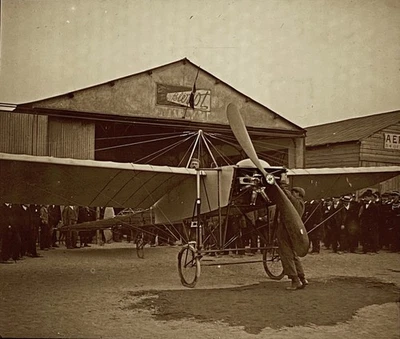 Plaque de verre stéréoscopique "Le Monoplan Bleriot" c.1911 - Photo 1/2