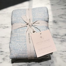 Levtex Home Quilted Euro Pillow Shams Tie Back Closure 26" Blue Pillow Cases
